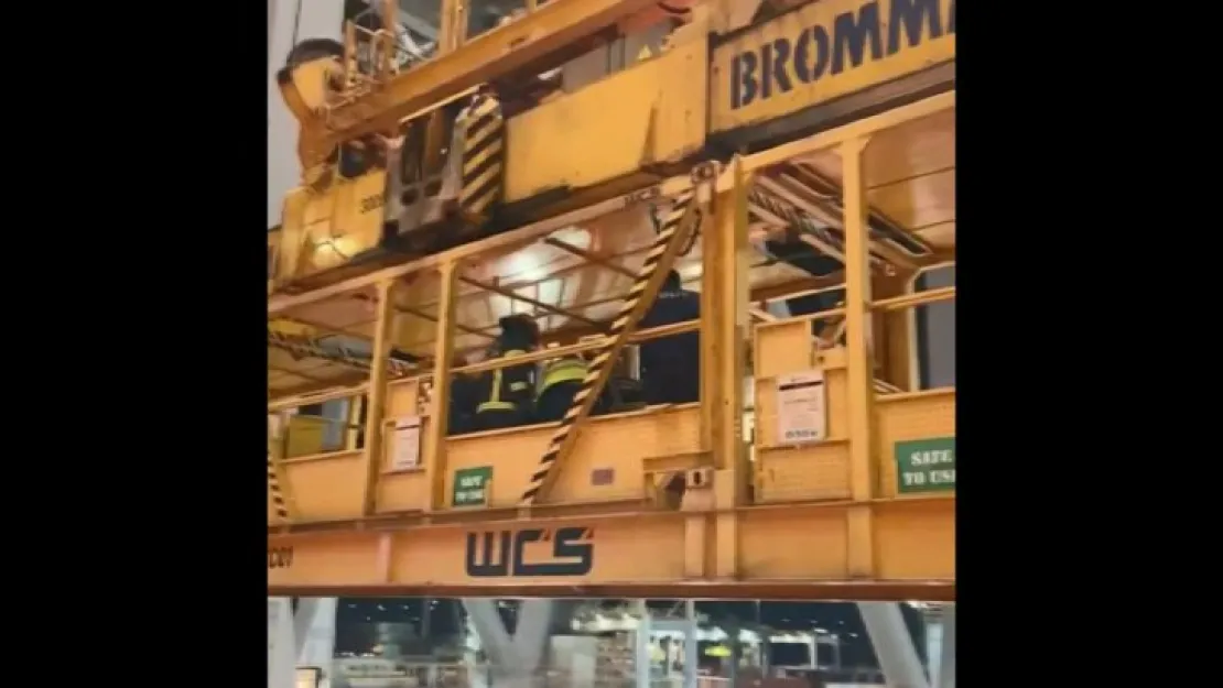 5 metre yükseklikten düşen işçi böyle kurtarıldı!