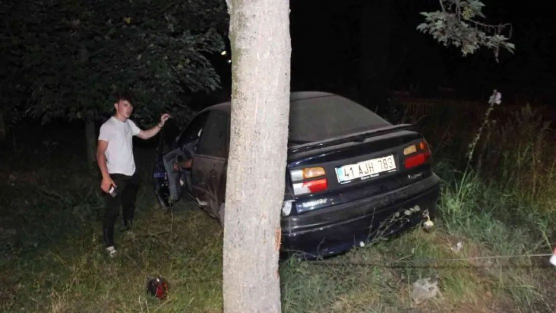 Otomobil sürücüsü ağaca çarptı