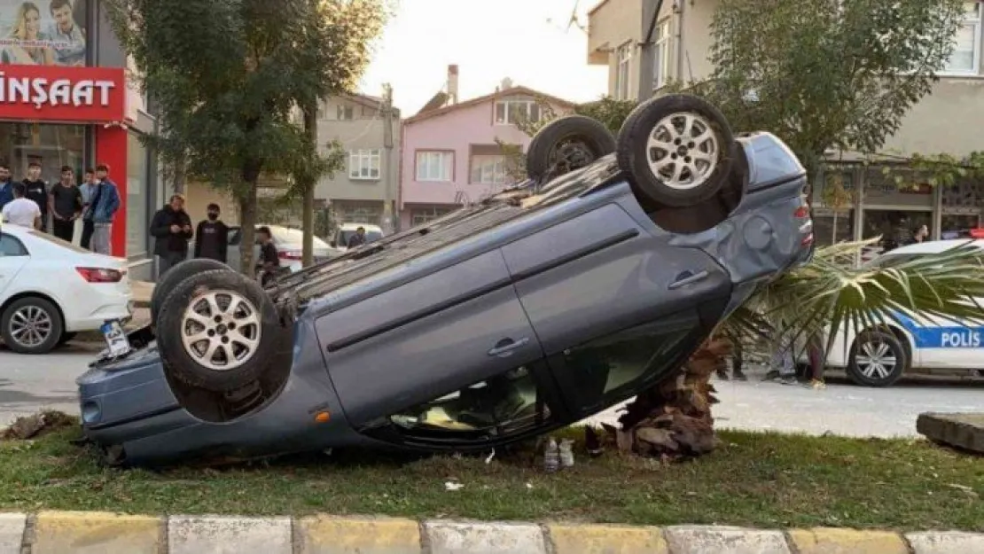 Alkollü sürücü düz yolda takla attı!