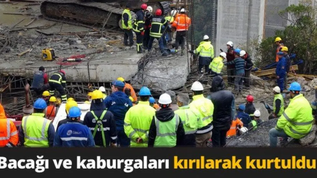 Bacağı ve kaburgaları kırılarak kurtuldu