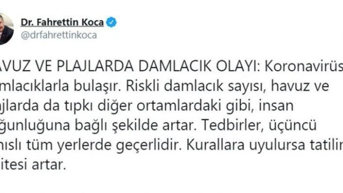 Bu süreçte havuza gitmeyin!