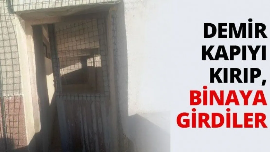 Demir kapıyı kırıp, binaya girdiler