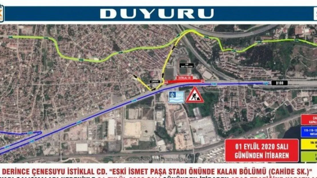 Derince'de geçici güzergah uygulaması!
