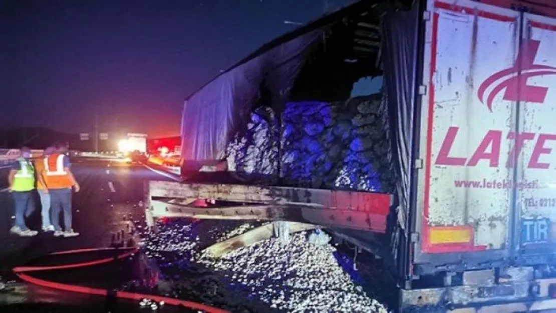 Dilovası'nda TIR'ın dorsesi alev alev yandı!