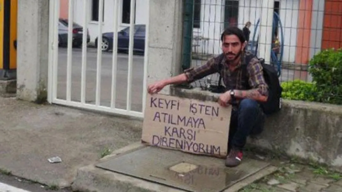 Gerekçesiz çıkartılan işçiden tek kişilik eylem