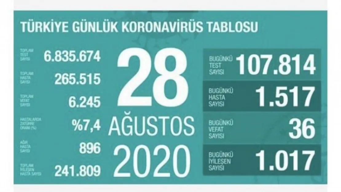 İşte 28 Ağustos korona tablosu!
