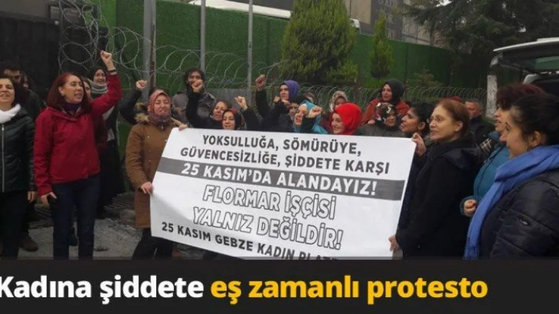 Kadına şiddete eş zamanlı protesto