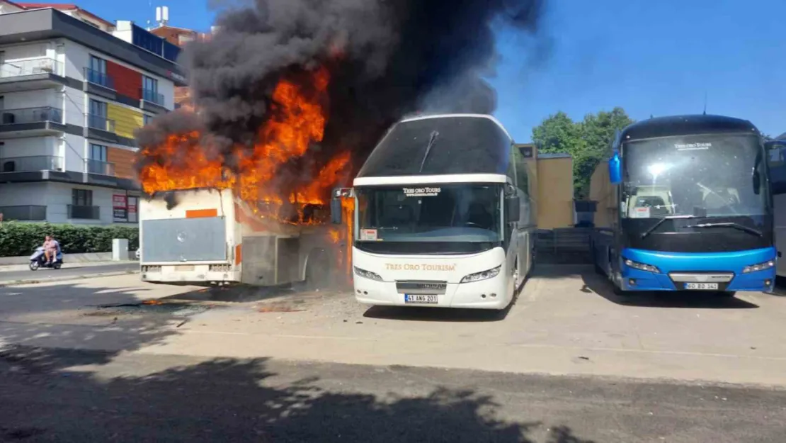 Kocaeli'de iki yangın: 3 otobüs ile geri dönüşüm tesisi yandı