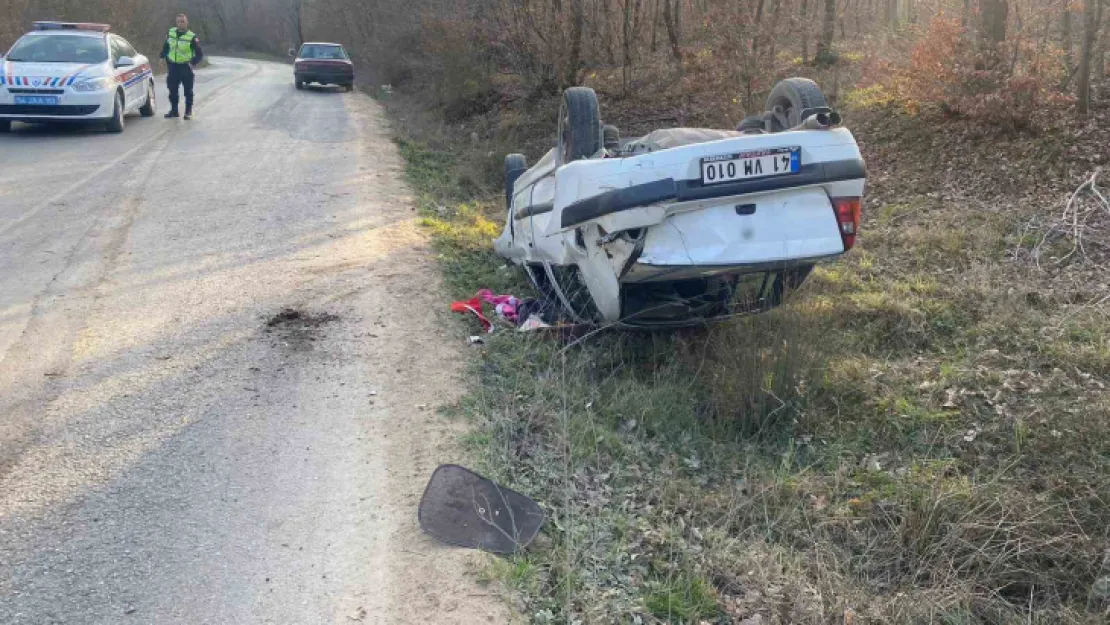 Kontrolden çıkan otomobil takla attı: 3 hafif yaralı