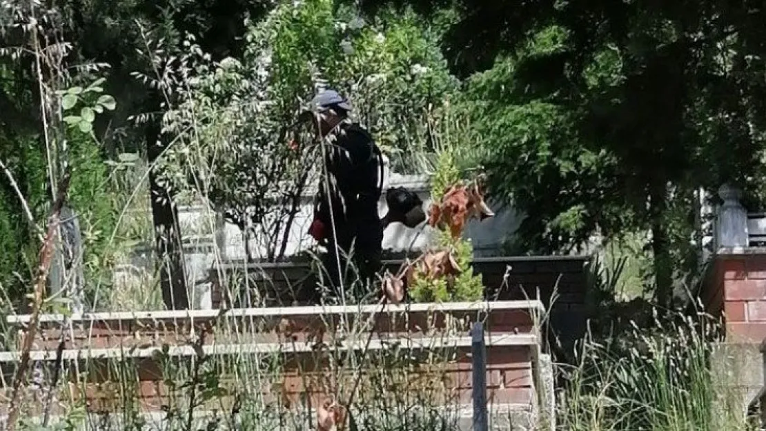 Mezarlıklarda bayram öncesi temizlik