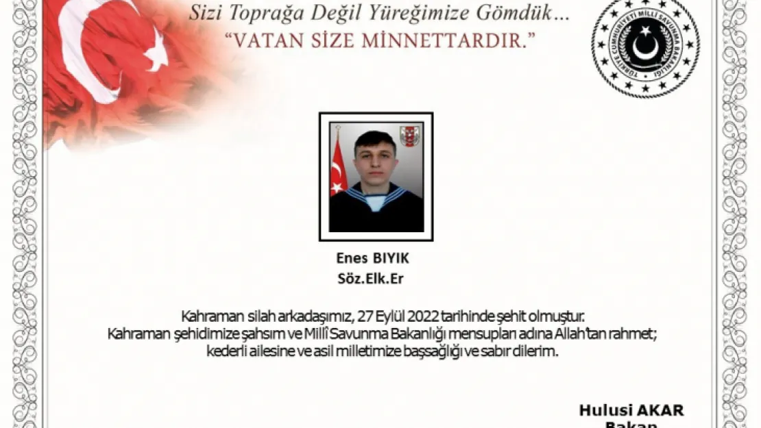 Bakan Akar, denize düşen askerin şehit olduğunu açıkladı