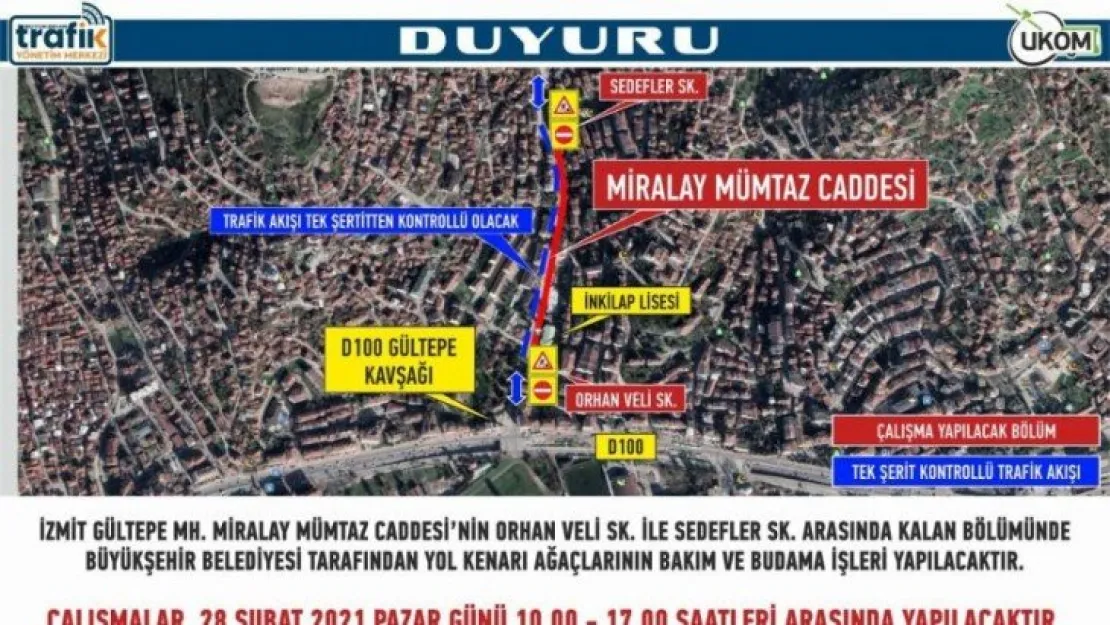 Miralay Mümtaz Caddesi'nde hafta sonu çalışma var