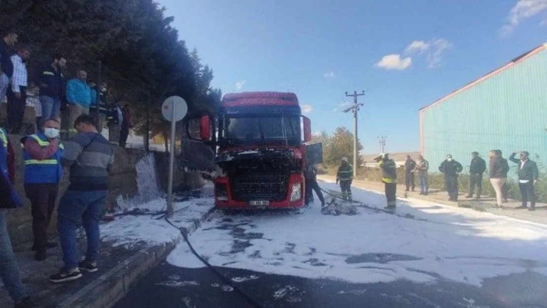 Seyir halindeki tır alev alev yandı