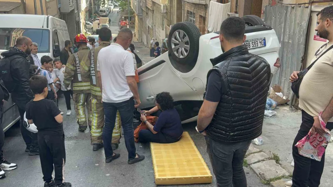 Şişli'de otomobil takla attı: 1 yaralı