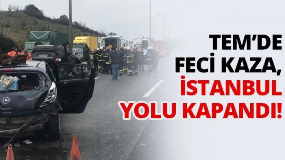 TEM'de feci kaza, İstanbul yolu kapandı!