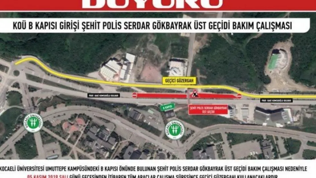 Umuttepe yolu ulaşıma kapanıyor!