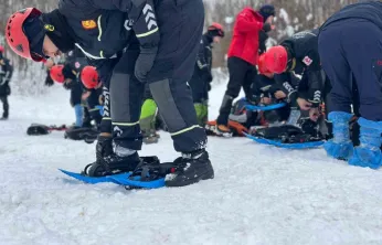 Zorlu kış şartlarında kurtarma tatbikatı