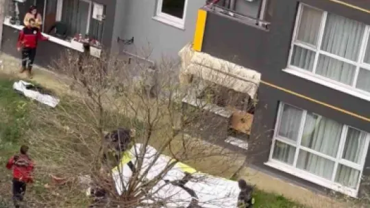8 katlı binada korku dolu anlar