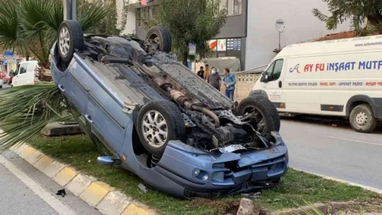 Alkollü sürücü düz yolda takla attı!