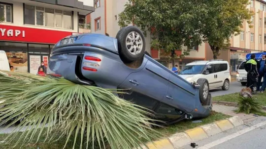 Alkollü sürücü düz yolda takla attı!