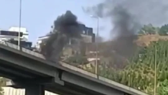 Araçta başlayan yangın ağaçlık alana sıçradı
