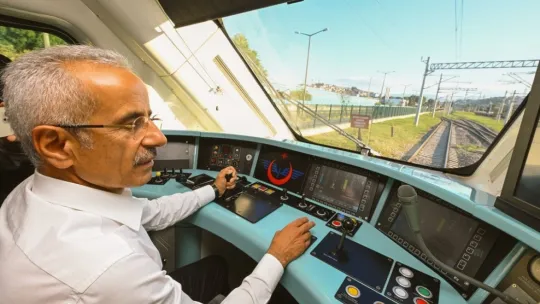 Bakan Uraloğlu, Milli Elektrikli Tren'i test etti