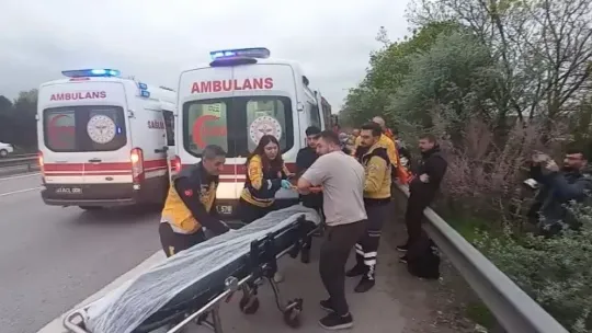 TEM'de minibüs devrildi: 13 yaralı
