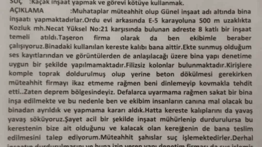 Bu kadarına da pes, binanın kirişlerini toprakla doldurdular
