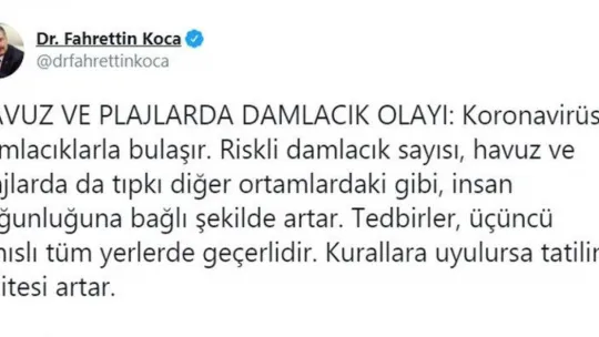 Bu süreçte havuza gitmeyin!