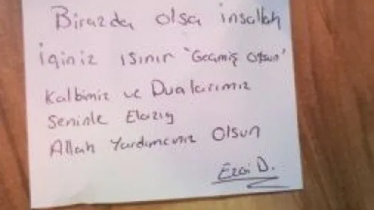 Çocuklarımızdan Elazığ'a kalpleri ısıtan notlar