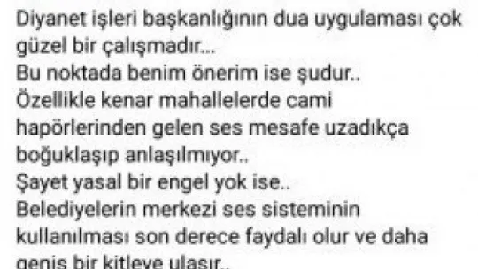 Coşkun 'dualar hoparlörlerden verilsin'