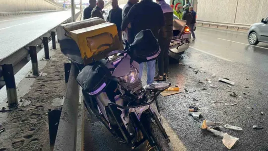 D-100'de peş peşe kaza: Motosiklet sürücüsü ağır yaralandı