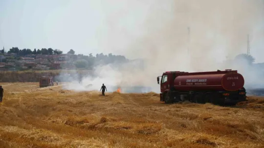 Anız yangını yerleşim bölgesine metreler kala söndürüldü