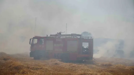 Anız yangını yerleşim bölgesine metreler kala söndürüldü