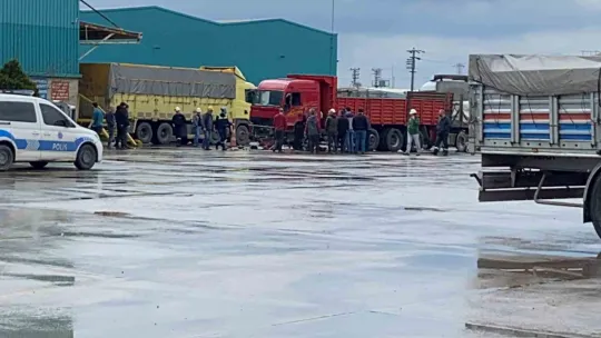 El freni çekilmeyen tır kamyon sürücüsüne çarptı