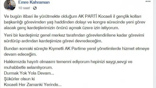 Emre Kahraman görevi bıraktı