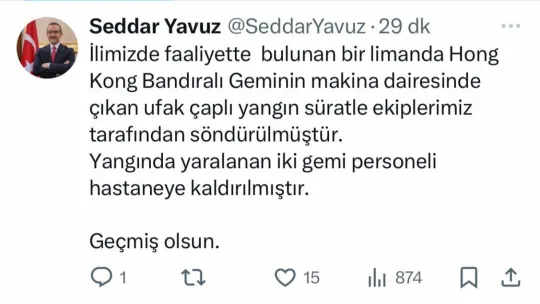 Gemide yangın çıktı: 2 yaralı