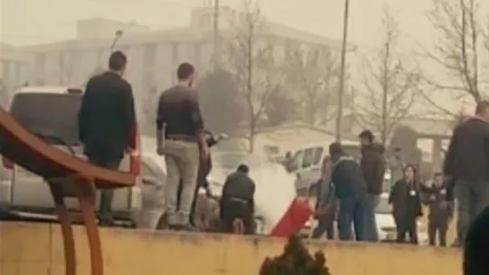 Hastane otoparkındaki otomobil alev aldı
