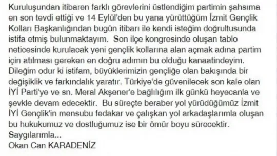 İYİ Partili başkan istifa etti!