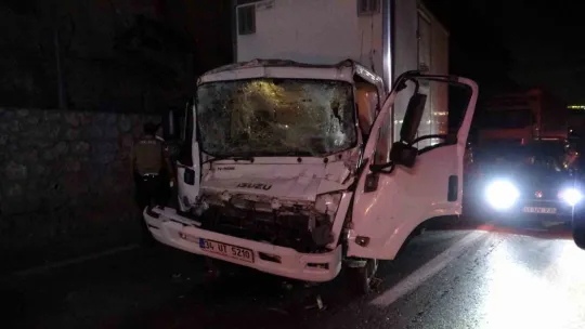 Kamyonette sıkışan sürücü kurtarıldı