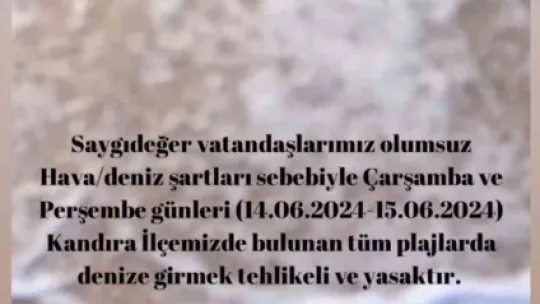 Kandıra'da denize girmek yasaklandı