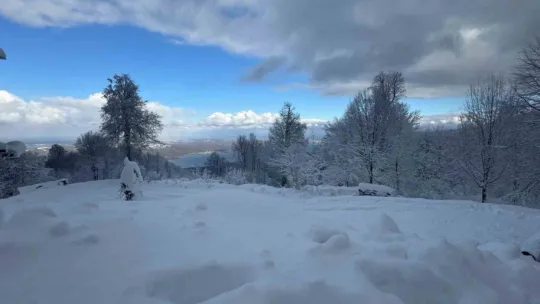Kartepe kar ile şenlendi