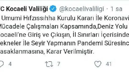 Kocaeli'ne denizden giriş- çıkış yasaklandı!