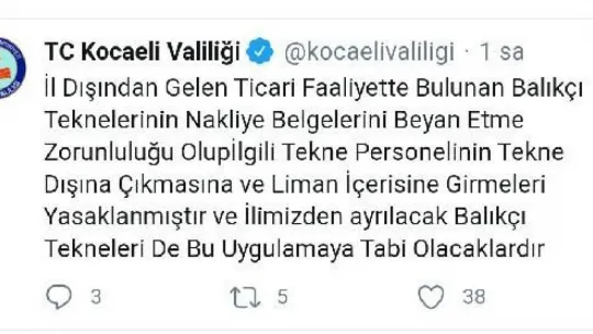 Kocaeli'ne denizden giriş- çıkış yasaklandı!