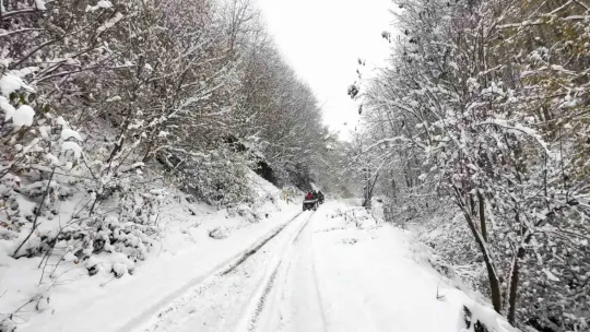 Kocaeli'nin dağlarına lapa lapa kar yağıyor