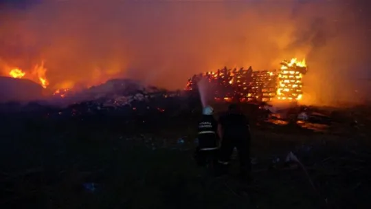 Kocaeli'de tonlarca palet yangında kül oldu!