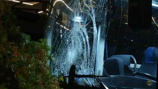 Kontrolden çıkan işçi servisi ağaçlara çarparak durabildi