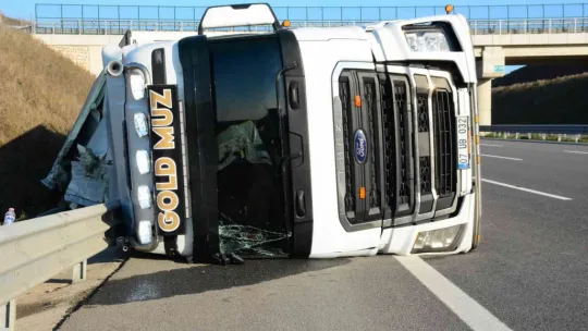 Kuzey Marmara'da tır devrildi
