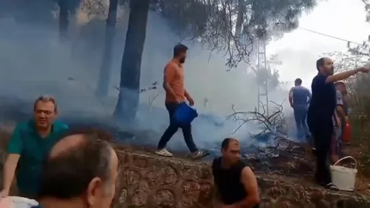 Mahalleli birlik oldu, orman yangınına kovalarla müdahale etti