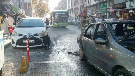 Otomobil alev topuna döndü